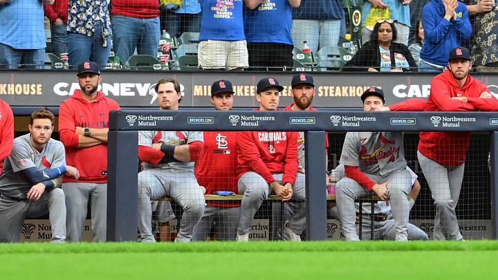 Sep 27, 2026; Milwaukee, Wisconsin, USA; St. Louis Cardinals looks on after losing their last regular season game to the Milwaukee Brewers at American Family Field. Mandatory Credit: Benny Sieu-Imagn Images Sep 27, 2026; Milwaukee, Wisconsin, USA; St. Louis Cardinals looks on after losing their last regular season game to the Milwaukee Brewers at American Family Field. Mandatory Credit: Benny Sieu-Imagn Images