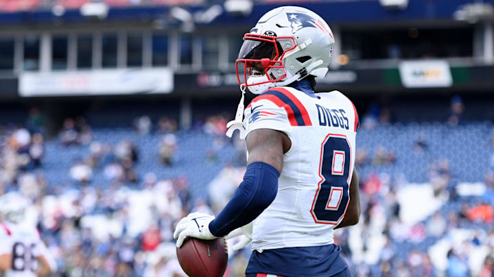 New England Patriots wide receiver Stefon Diggs wore custom Nike KD cleats in Week 7 of the NFL season.