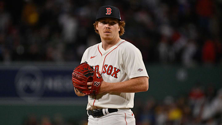 Apr 6, 2025; Boston, Massachusetts, USA; Boston Red Sox staring pitcher Hunter Dobbins (73) pitches against the St. Louis Cardinals during the second inning at Fenway Park. Mandatory Credit: Eric Canha-Imagn Images