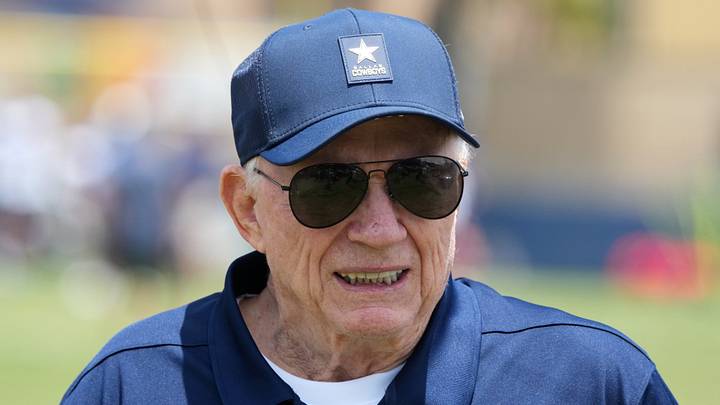 Dallas Cowboys owner Jerry Jones at training camp at River Ridge Playing Fields. Mandatory Credit: Kirby Lee-Imagn Images Dallas Cowboys owner Jerry Jones at training camp at River Ridge Playing Fields. Mandatory Credit: Kirby Lee-Imagn Images