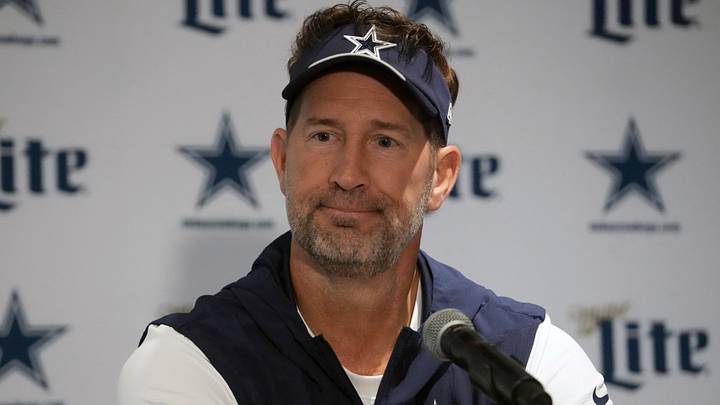 Dallas Cowboys head coach Brian Schottenheimer at a press conference at the Clube de Regatas do Flamengo training ground. Dallas Cowboys head coach Brian Schottenheimer at a press conference at the Clube de Regatas do Flamengo training ground.