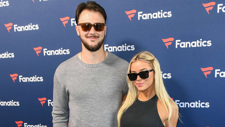 Paul Skenes, Livvy Dunne attend the 2025 Fanatics Super Bowl Party at The Sugar Mill on February 08, 2025 in New Orleans, Louisiana. Paul Skenes, Livvy Dunne attend the 2025 Fanatics Super Bowl Party at The Sugar Mill on February 08, 2025 in New Orleans, Louisiana.