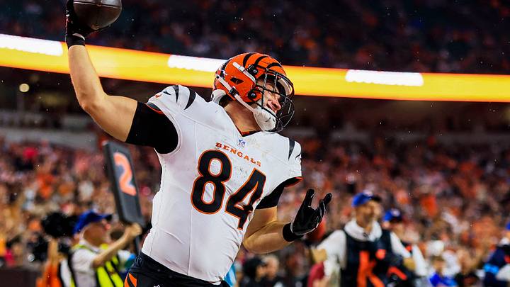 Aug 13, 2026; Cincinnati, Ohio, USA; Cincinnati Bengals tight end Jack Endries (84) reacts after scoring a touchdown against the Detroit Lions in the first half at Paycor Stadium. Mandatory Credit: Katie Stratman-Imagn Images Aug 13, 2026; Cincinnati, Ohio, USA; Cincinnati Bengals tight end Jack Endries (84) reacts after scoring a touchdown against the Detroit Lions in the first half at Paycor Stadium. Mandatory Credit: Katie Stratman-Imagn Images
