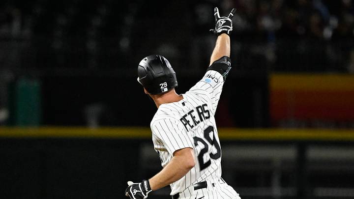 Aug 26, 2026; Chicago, Illinois, USA; Chicago White Sox center fielder Tristan Peters (29) points after he hits a two run home run during the fifth inning against then Texas Rangers at Rate Field. Mandatory Credit: Matt Marton-Imagn Images Aug 26, 2026; Chicago, Illinois, USA; Chicago White Sox center fielder Tristan Peters (29) points after he hits a two run home run during the fifth inning against then Texas Rangers at Rate Field. Mandatory Credit: Matt Marton-Imagn Images