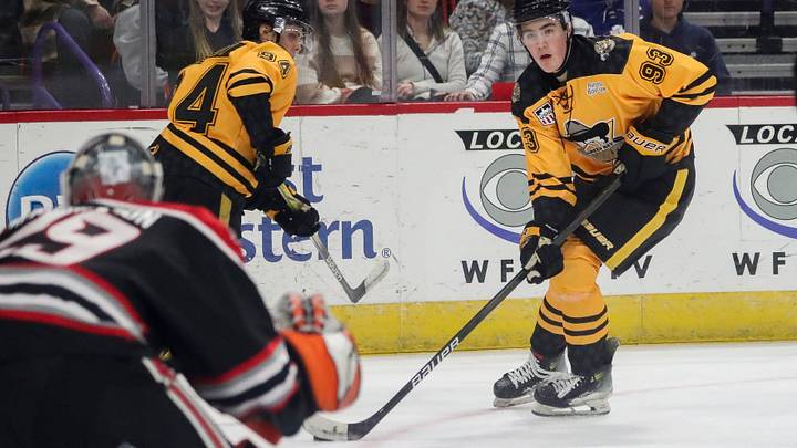 Green Bay Gamblers defenseman Cooper Cleaves (93) skates with the puck against the Waterloo Black Hawks on Saturday, January 25, 2025, at the Resch Center in Ashwaubenon, Wis. Waterloo won the game, 6-3.
Tork Mason/USA TODAY NETWORK-Wisconsin