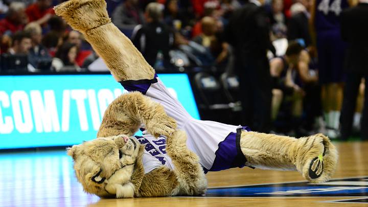 Mar 18, 2016; St. Louis, MO, USA; Weber State Wildcats mascot breakdances during the first half of the game in the first round against the Xavier Musketeers in the 2016 NCAA Tournament at Scottrade Center. Mandatory Credit: Jeff Curry-USA TODAY Sports Mar 18, 2016; St. Louis, MO, USA; Weber State Wildcats mascot breakdances during the first half of the game in the first round against the Xavier Musketeers in the 2016 NCAA Tournament at Scottrade Center. Mandatory Credit: Jeff Curry-USA TODAY Sports