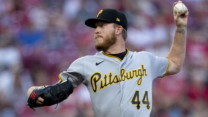 Sep 23, 2023; Cincinnati, Ohio, USA; Pittsburgh Pirates starting pitcher Bailey Falter (44) pitches