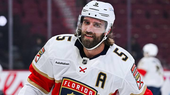 Jan 8, 2026; Montreal, Quebec, CAN; Florida Panthers defenseman Aaron Ekblad (5) looks on during warm-up before the game against the Montreal Canadiens at Bell Centre. Mandatory Credit: David Kirouac-Imagn Images Jan 8, 2026; Montreal, Quebec, CAN; Florida Panthers defenseman Aaron Ekblad (5) looks on during warm-up before the game against the Montreal Canadiens at Bell Centre. Mandatory Credit: David Kirouac-Imagn Images