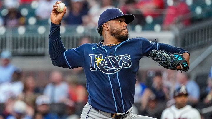 Sep 8, 2026; Cumberland, Georgia, USA; Tampa Bay Rays pitcher Freddy Peralta (51) pitches against the Atlanta Braves during the first inning at Truist Park. Mandatory Credit: Dale Zanine-Imagn Images Sep 8, 2026; Cumberland, Georgia, USA; Tampa Bay Rays pitcher Freddy Peralta (51) pitches against the Atlanta Braves during the first inning at Truist Park. Mandatory Credit: Dale Zanine-Imagn Images