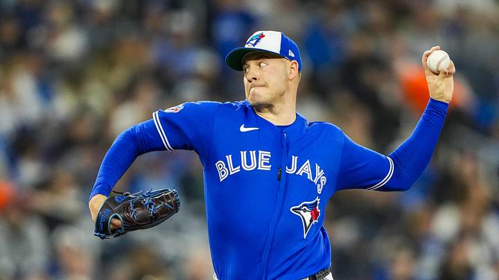 Apr 26, 2026; Toronto, Ontario, CAN; Toronto Blue Jays pitcher Patrick Corbin (46) pitches against the Cleveland Guardians during the first inning at Rogers Centre