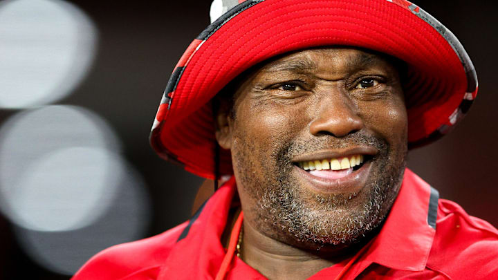 Dec 5, 2022; Tampa, Florida, USA;  former Tampa Bay Buccaneers Warren Sapp looks on from the