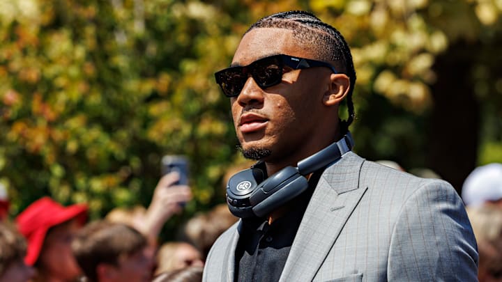 Arkansas Razorback senior quarterback Taylen Green enters Donald Reynolds Razorback Stadium ahead of the 2025 season opener against Alabama A&M