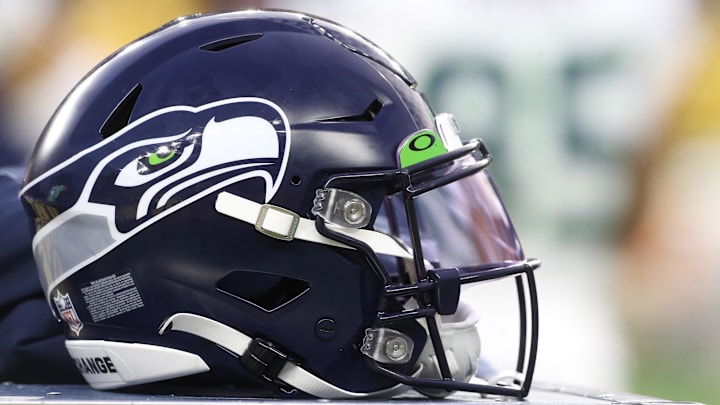 Aug 13, 2022; Pittsburgh, Pennsylvania, USA; Seattle Seahawks helmet on the sidelines against the Pittsburgh Steelers during the second quarter at Acrisure Stadium. Mandatory Credit: Charles LeClaire-Imagn Images Aug 13, 2022; Pittsburgh, Pennsylvania, USA; Seattle Seahawks helmet on the sidelines against the Pittsburgh Steelers during the second quarter at Acrisure Stadium. Mandatory Credit: Charles LeClaire-Imagn Images