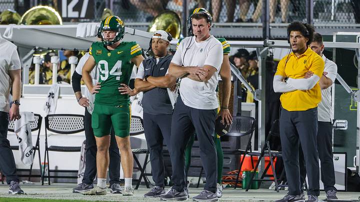 Oct 30, 2026; Orlando, Florida, USA; Baylor Bears interim head coach Joe Klanderman during the second quarter against the Central Florida Knights at Acrisure Bounce House. Mandatory Credit: Mike Watters-Imagn Images Oct 30, 2026; Orlando, Florida, USA; Baylor Bears interim head coach Joe Klanderman during the second quarter against the Central Florida Knights at Acrisure Bounce House. Mandatory Credit: Mike Watters-Imagn Images