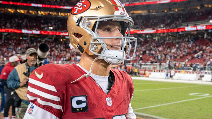 San Francisco 49ers quarterback Brock Purdy (13) heads to the locker room against the Dallas Cowboys.
