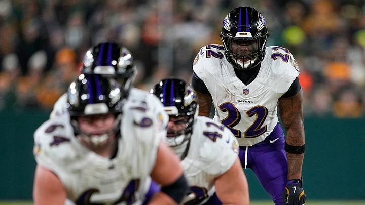Dec 27, 2025; Green Bay, Wisconsin, USA; Baltimore Ravens running back Derrick Henry (22) during the game against the Green Bay Packers at Lambeau Field. Mandatory Credit: Jeff Hanisch-Imagn Images Dec 27, 2025; Green Bay, Wisconsin, USA; Baltimore Ravens running back Derrick Henry (22) during the game against the Green Bay Packers at Lambeau Field. Mandatory Credit: Jeff Hanisch-Imagn Images