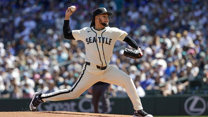 May 3, 2026; Seattle, Washington, USA; Seattle Mariners starting pitcher Luis Castillo (58) throws against the Kansas City Royals during the first inning at T-Mobile Park. Mandatory Credit: Joe Nicholson-Imagn Images May 3, 2026; Seattle, Washington, USA; Seattle Mariners starting pitcher Luis Castillo (58) throws against the Kansas City Royals during the first inning at T-Mobile Park. Mandatory Credit: Joe Nicholson-Imagn Images