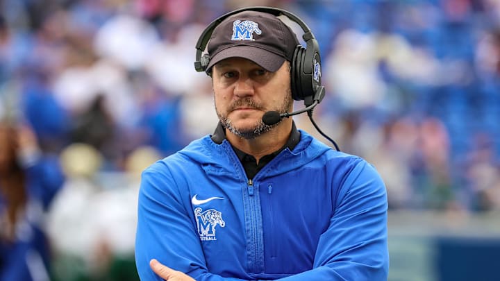 Memphis head coach Ryan Silverfield looks on during the second half against the South Florida Bulls at Simmons Bank Liberty Stadium. 