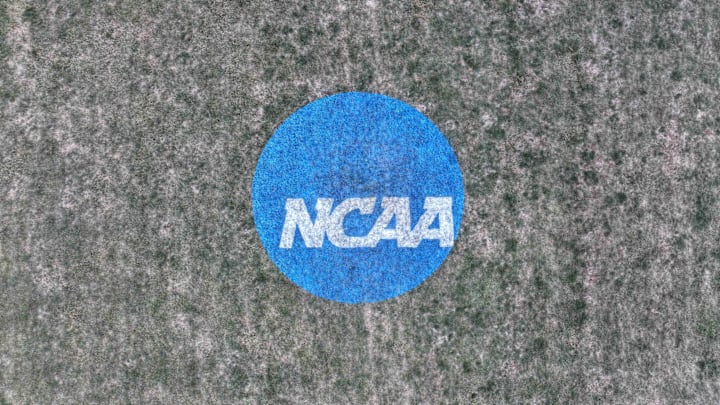 Nov 17, 2023; Charlottesville, VA, USA; The NCAA logo at the NCAA cross country championships.