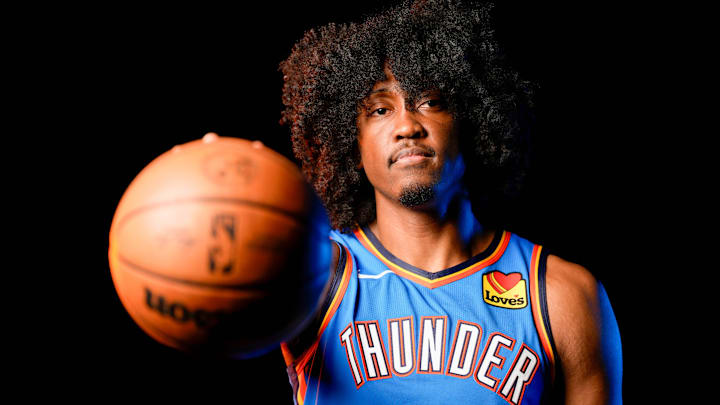 Jalen Williams is pictured during the Thunder media day at the Paycom Center in Oklahoma City, on Monday, Sept. 30, 2024. Jalen Williams is pictured during the Thunder media day at the Paycom Center in Oklahoma City, on Monday, Sept. 30, 2024.