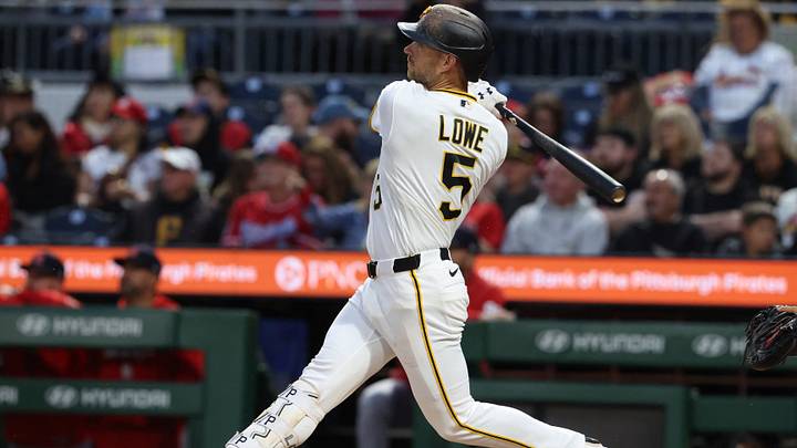 Sep 23, 2026; Pittsburgh, Pennsylvania, USA; Pittsburgh Pirates second baseman Brandon Lowe (5) hits a solo home run against the St. Louis Cardinals during the second inning at PNC Park. Mandatory Credit: Charles LeClaire-Imagn Images Sep 23, 2026; Pittsburgh, Pennsylvania, USA; Pittsburgh Pirates second baseman Brandon Lowe (5) hits a solo home run against the St. Louis Cardinals during the second inning at PNC Park. Mandatory Credit: Charles LeClaire-Imagn Images