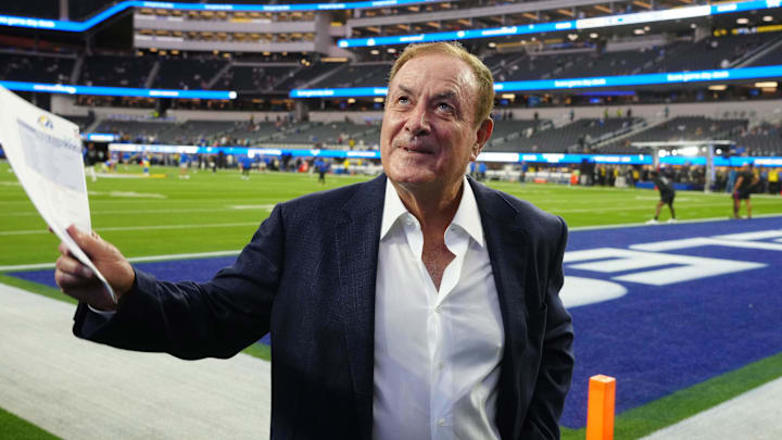 Al Michaels before a Thursday Night Football game in 2023. 
