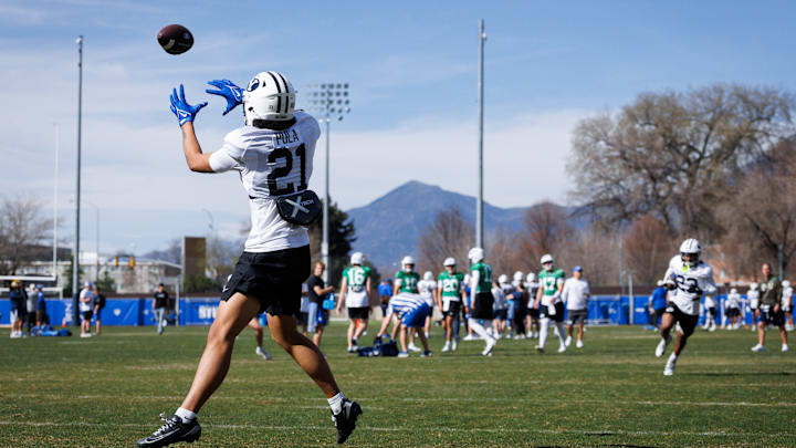 BYU freshman wide receiver Jaron Pula at 2026 Spring Camp