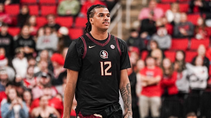 Raleigh, North Carolina - Florida State Seminoles center Malique Ewin against the NC State Wolfpack (Dec 7, 2024)