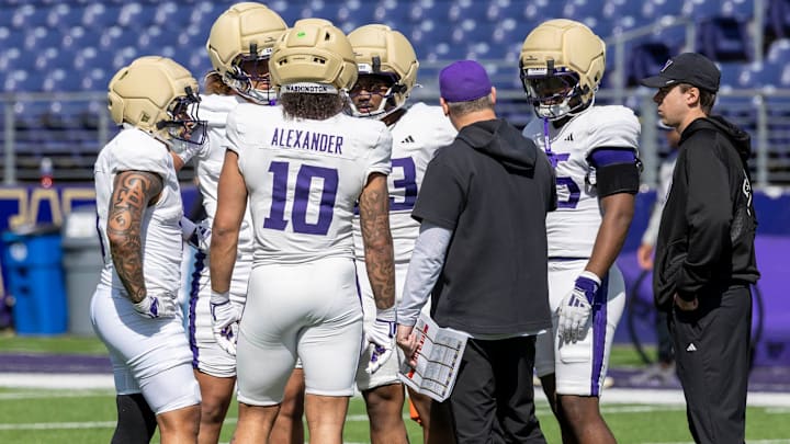 The UW LBs, from left, Jacob Manu, Ezaya Tokio, Xe'ree Alexander, Zaydrius Rainey-Sale and Donovan Robinson. 
