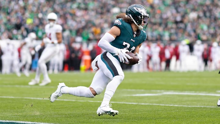 Dec 31, 2023; Philadelphia, Pennsylvania, USA; Philadelphia Eagles safety Sydney Brown (21)