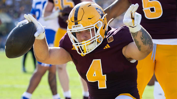 Arizona State Sun Devils running back Cam Skattebo (4) is heading to New York.