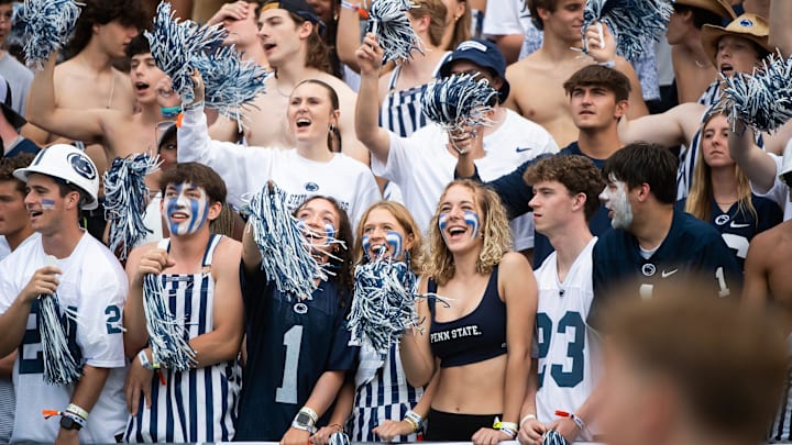 Penn State fans cheer on the Nittany Lions in the first half of a game against Kent State.