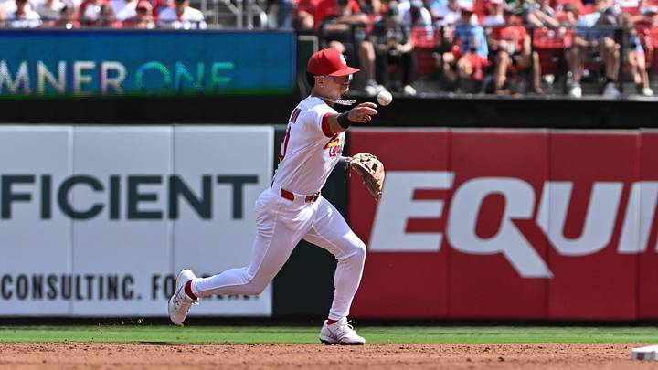 Sep 13, 2026; St. Louis, Missouri, USA; St. Louis Cardinals shortstop Masyn Winn (0) throws to first for the out against the Chicago White Sox left fielder Sam Antonacci (17) at Busch Stadium. Mandatory Credit: Jeff Le-Imagn Images Sep 13, 2026; St. Louis, Missouri, USA; St. Louis Cardinals shortstop Masyn Winn (0) throws to first for the out against the Chicago White Sox left fielder Sam Antonacci (17) at Busch Stadium. Mandatory Credit: Jeff Le-Imagn Images