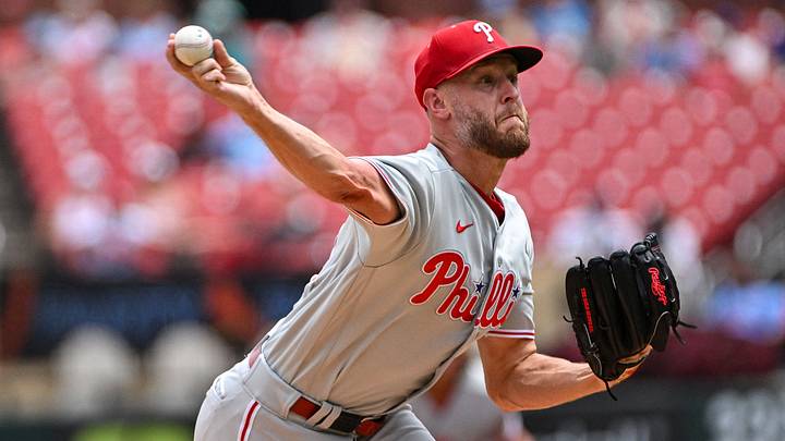 Aug 12, 2026; St. Louis, Missouri, USA; Philadelphia Phillies starting pitcher Zack Wheeler (45) throws against the St. Louis Cardinals during the first inning at Busch Stadium. Mandatory Credit: Jeff Curry-Imagn Images Aug 12, 2026; St. Louis, Missouri, USA; Philadelphia Phillies starting pitcher Zack Wheeler (45) throws against the St. Louis Cardinals during the first inning at Busch Stadium. Mandatory Credit: Jeff Curry-Imagn Images
