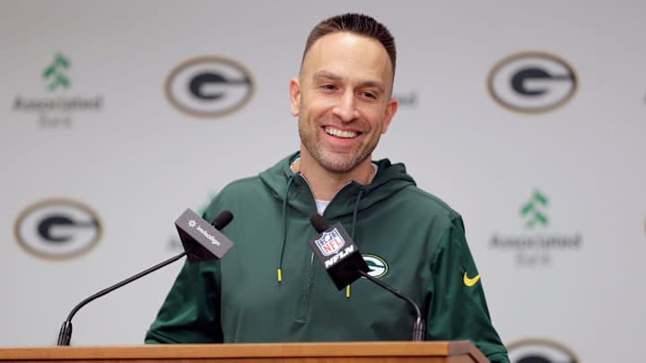 Green Bay Packers defensive coordinator Jeff Hafley speaks during a press conference Thursday, February 22, 2024, at Lambeau Field in Green Bay, Wis.