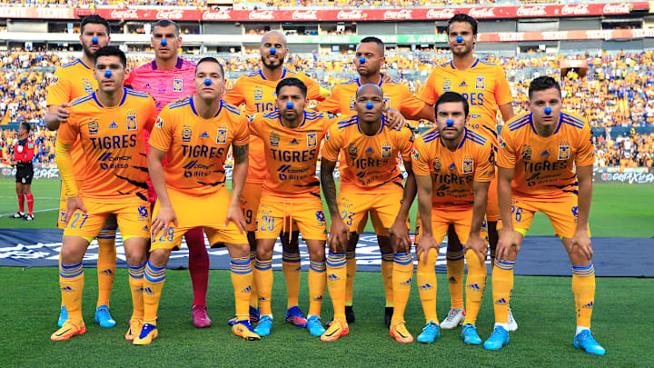 Jugadores de Tigres UANL previo al partido ante Xolos de Tijuana.