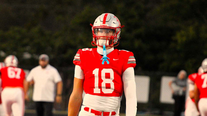 2028 Baylor School (Tenn.) TE Braxton Rein during pregame warm-ups.