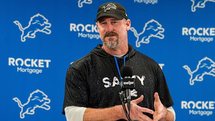Detroit Lions head coach Dan Campbell speaks at Meijer Performance Center in Allen Park on Friday, Jan.3, 2025.