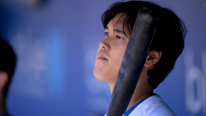 Apr 17, 2024; Los Angeles, California, USA; Los Angeles Dodgers designated hitter player Shohei