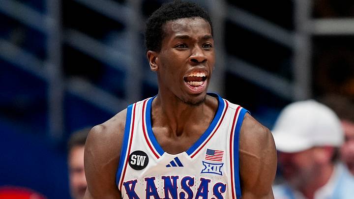 Jan 24, 2026; Columbia, Missouri, USA; Kansas Jayhawks guard Melvin Council Jr. (14) celebrates during the second half against the BYU Cougars at Mizzou Arena. Mandatory Credit: Jay Biggerstaff-Imagn Images Jan 24, 2026; Columbia, Missouri, USA; Kansas Jayhawks guard Melvin Council Jr. (14) celebrates during the second half against the BYU Cougars at Mizzou Arena. Mandatory Credit: Jay Biggerstaff-Imagn Images
