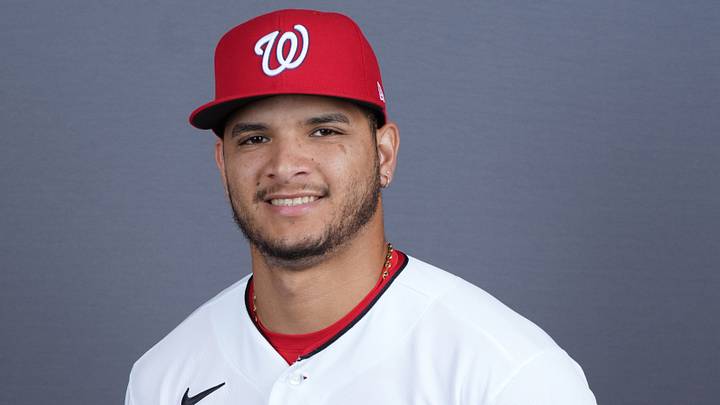 Feb 20, 2026; Palm Beach County, FL, USA; Washington Nationals pitcher Luis Perales (43) poses for a portrait during photo day at CACTI Park of the Palm Beaches. Mandatory Credit: Jim Rassol-Imagn Images Feb 20, 2026; Palm Beach County, FL, USA; Washington Nationals pitcher Luis Perales (43) poses for a portrait during photo day at CACTI Park of the Palm Beaches. Mandatory Credit: Jim Rassol-Imagn Images