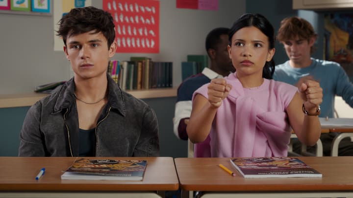 (L to R) Ashby Gentry as Alex, Nikki Rodriguez as Jackie in episode 201 of My Life with the Walter Boys