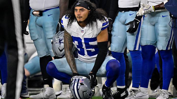 Dallas Cowboys linebacker Marist Liufau (35) looks on from the sidelines during the game between the Dallas Cowboys and the Green Bay Packers at AT&T Stadium. Mandatory Credit: Jerome Miron-Imagn Images Dallas Cowboys linebacker Marist Liufau (35) looks on from the sidelines during the game between the Dallas Cowboys and the Green Bay Packers at AT&T Stadium. Mandatory Credit: Jerome Miron-Imagn Images