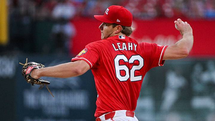 Jun 5, 2026; St. Louis, Missouri, USA; St. Louis Cardinals starting pitcher Kyle Leahy (62) pitches against the Cincinnati Reds during the second inning at Busch Stadium. Mandatory Credit: Jeff Curry-Imagn Images Jun 5, 2026; St. Louis, Missouri, USA; St. Louis Cardinals starting pitcher Kyle Leahy (62) pitches against the Cincinnati Reds during the second inning at Busch Stadium. Mandatory Credit: Jeff Curry-Imagn Images