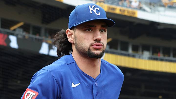 Sep 20, 2026; Pittsburgh, Pennsylvania, USA;  Kansas City Royals designated hitter Jac Caglianone (14) takes the field to warm up before the game against the Pittsburgh Pirates at PNC Park.  Mandatory Credit: Charles LeClaire-Imagn Images