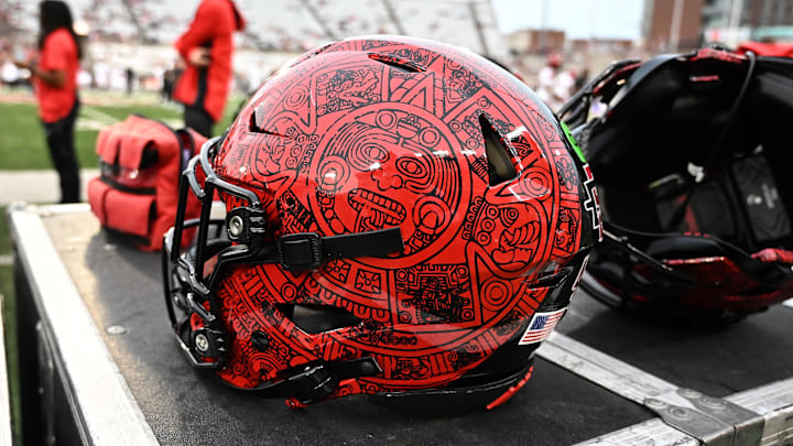 Sep 6, 2025; Pullman, Washington, USA; San Diego State Aztecs helmet sits during a game against the Washington State Cougars in the first half at Gesa Field at Martin Stadium. Sep 6, 2025; Pullman, Washington, USA; San Diego State Aztecs helmet sits during a game against the Washington State Cougars in the first half at Gesa Field at Martin Stadium.
