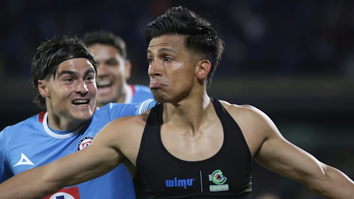 Angel Sepulveda  #9 of Cruz Azul celebrating after scoring a...