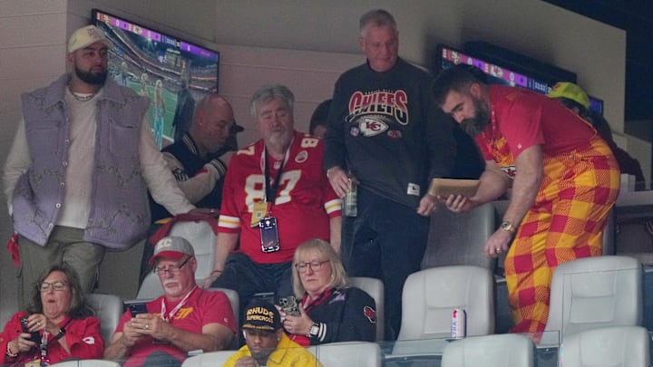 Jason Kelce and family watched Travis Kelce and the Chiefs play in a Super Bowl from a suite. 