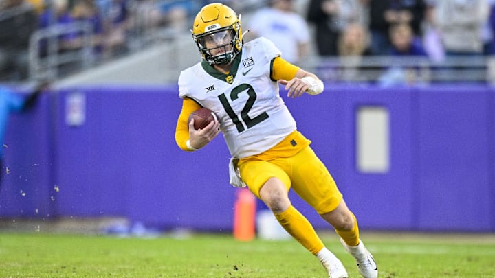 Nov 18, 2023; Fort Worth, Texas, USA; Baylor Bears quarterback Blake Shapen (12) in action during