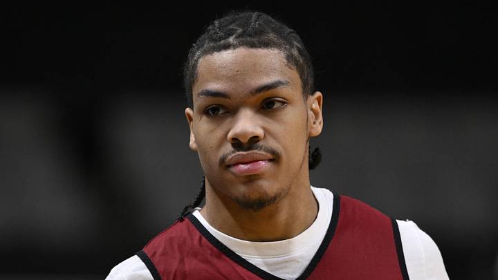 Mar 25, 2026; San Jose, CA, USA; Arkansas Razorbacks guard Darius Acuff Jr. (5) looks on during a practice session ahead of the west regional of the men's 2026 NCAA Tournament at SAP Center. Mandatory Credit: Eakin Howard-Imagn Images Mar 25, 2026; San Jose, CA, USA; Arkansas Razorbacks guard Darius Acuff Jr. (5) looks on during a practice session ahead of the west regional of the men's 2026 NCAA Tournament at SAP Center. Mandatory Credit: Eakin Howard-Imagn Images